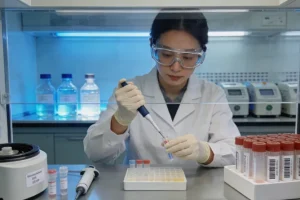 医生与患者共同查看21基因检测报告