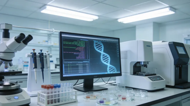 实验室技术人员进行基因测序操作