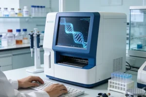 医生与患者共同查看基因检测报告