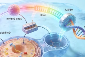 RET基因融合与靶向药物作用机制示意图