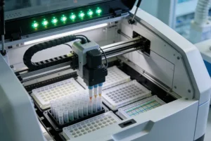 医生与患者讨论基因检测报告示意图