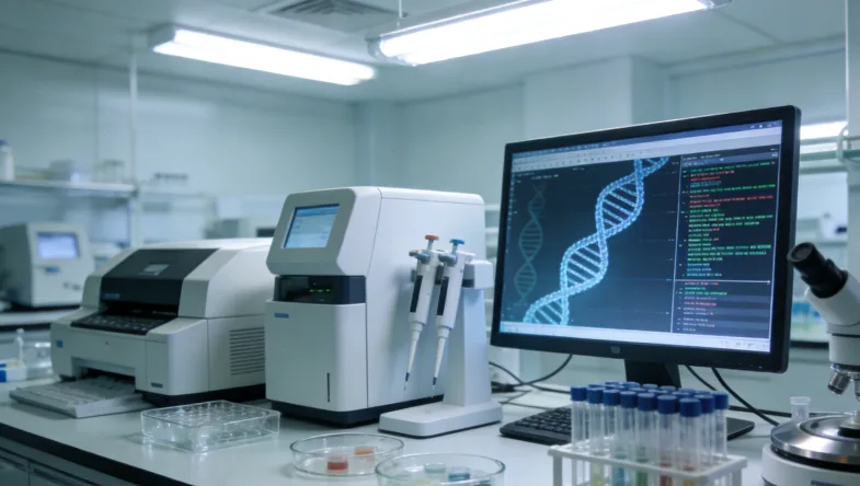 医生与患者共同查看基因检测报告