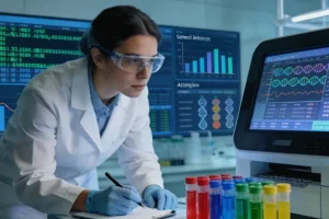 基因检测报告特写，突出“PIK3CA突变”字样