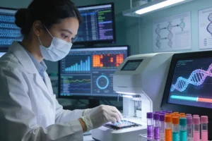 医生与患者讨论基因检测报告的场景