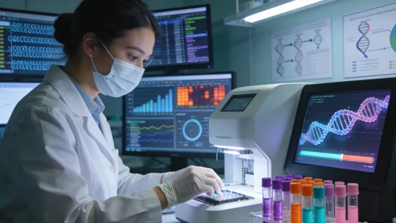 医生与患者讨论基因检测报告的场景