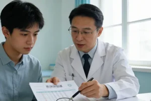 医生与农村患者家属沟通病情示意图