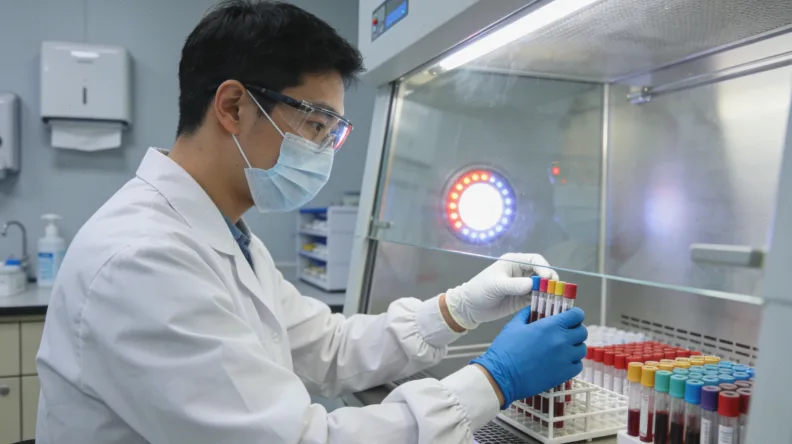 肿瘤医生在诊室内为患者解读基因检测报告