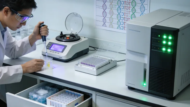 病理医生在显微镜下评估PD-L1免疫组化染色切片