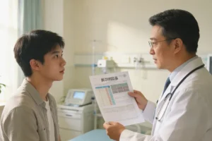 病理医生在显微镜下观察组织切片