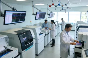 医生与患者讨论基因检测报告