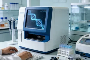 医生与患者讨论基因检测报告