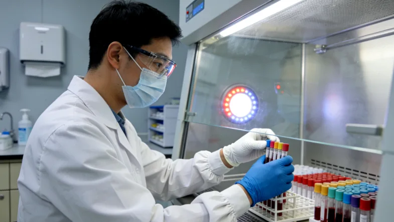 实验室技术人员进行基因测序操作