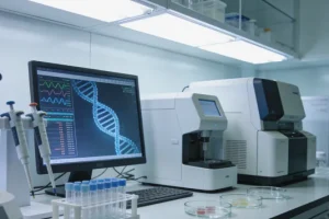 医生与患者在诊室沟通基因检测报告