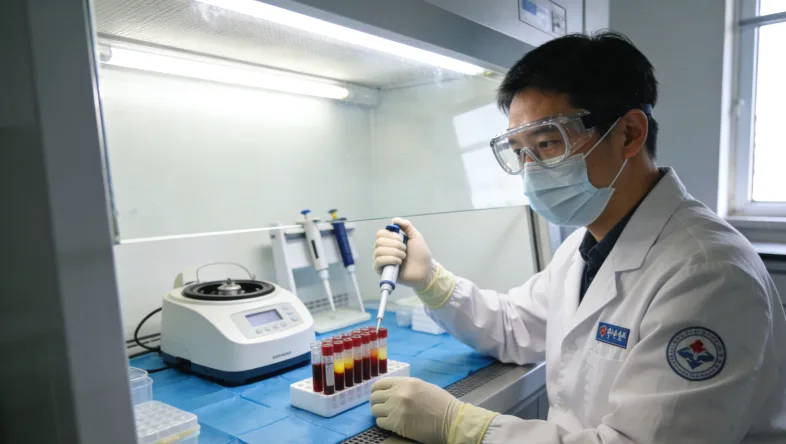 医生与患者共同查看两份不同的基因检测报告