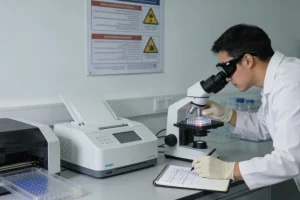 外科医生在查看基因检测报告与影像结果