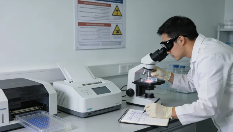 外科医生在查看基因检测报告与影像结果