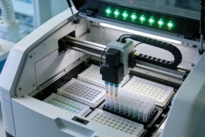 患者手持基因检测报告与医生沟通的示意图