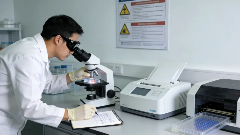 医生与患者共同查看复杂的基因检测报告