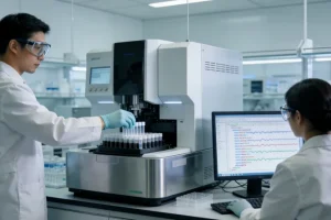 医生与患者共同查看基因检测报告