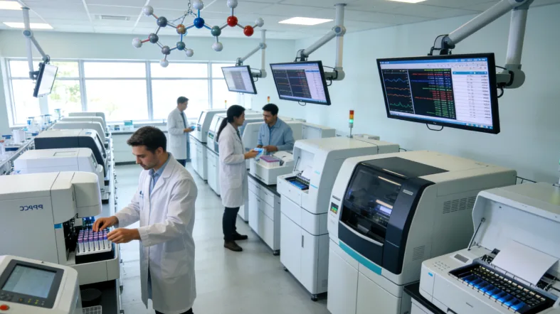 基因检测报告生成中的动态示意图