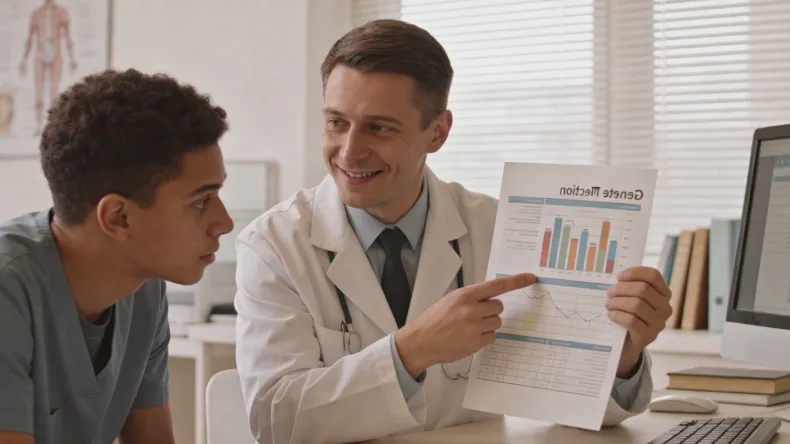 患者与医生在诊室内沟通病情