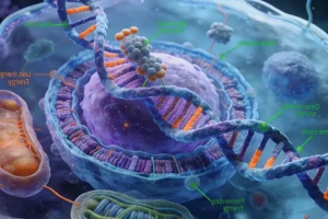 医生与患者共同查看基因检测报告示意图