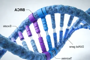 显微镜下的肿瘤细胞DNA双螺旋结构图
