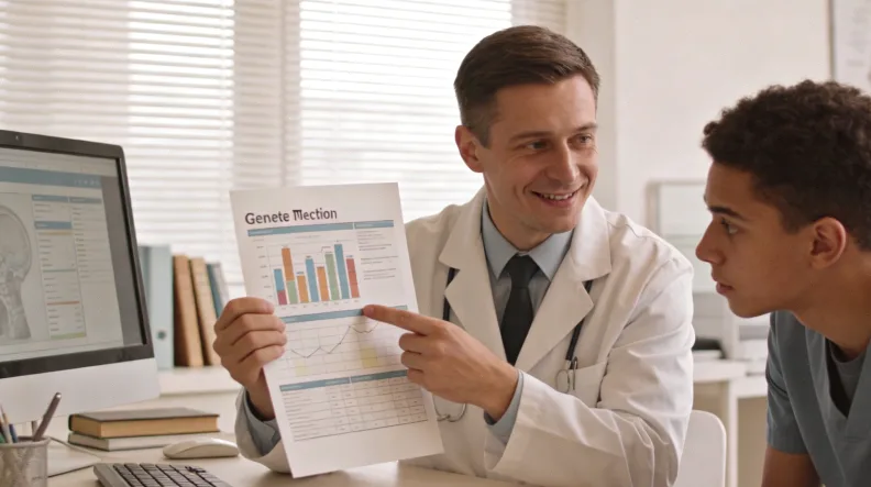 患者查看基因检测报告的特写