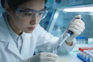 一位患者手持病理报告和基因检测报告，面露困惑