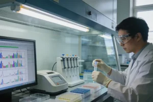 医生与患者共同查看基因检测报告