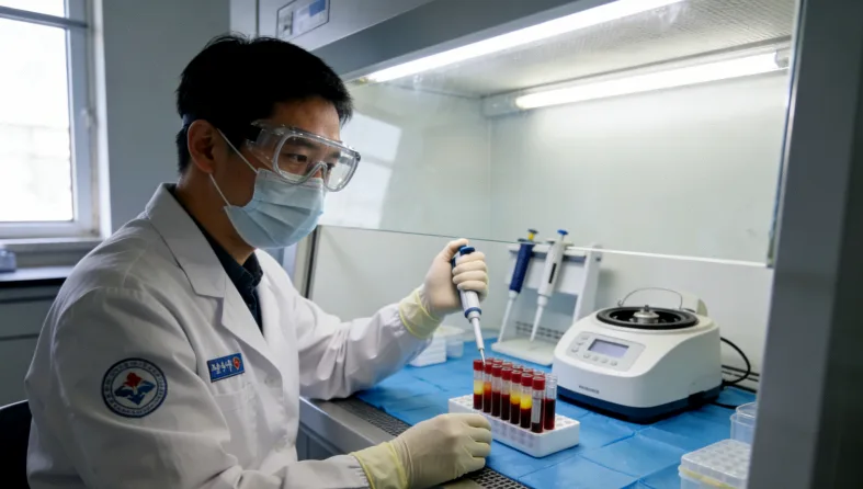 医生与患者共同观看基因检测报告示意图