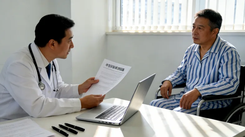 病理科医生处理肿瘤组织蜡块特写