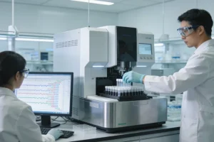 一位患者正在与医生共同查看基因检测报告