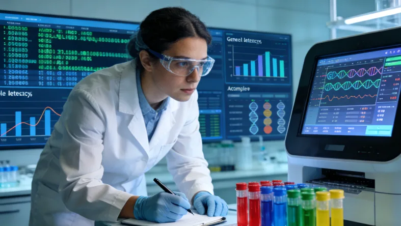 实验室技术人员进行基因测序操作