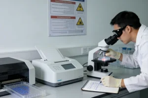 医生与患者共同查看肺结节CT影像