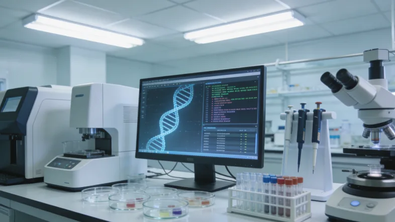 病理医生在显微镜下挑取肿瘤组织用于基因检测