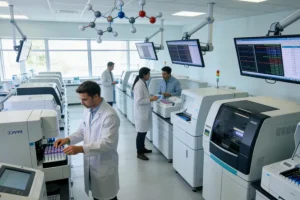 医生与患者讨论胸水基因检测报告