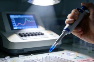 一位患者与医生共同查看基因检测报告