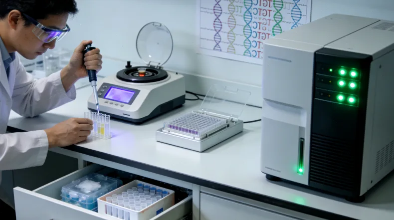基因测序仪正在运行，进行DNA分析
