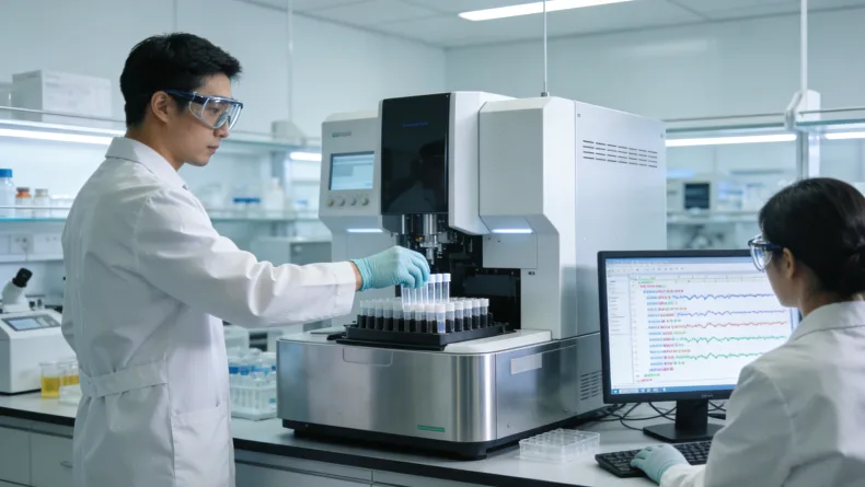 显微镜下放疗后肿瘤组织坏死与残存细胞对比