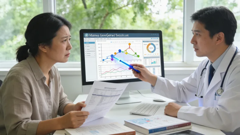 病理医生在显微镜下评估石蜡包埋组织切片