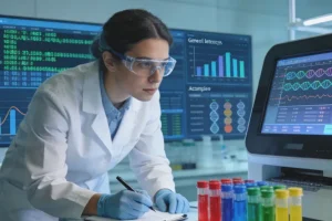 医生与患者沟通基因检测报告的示意图