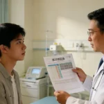 医生与肺癌患者沟通靶向治疗示意图