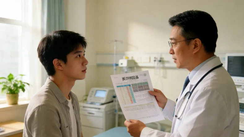 医生与肺癌患者沟通靶向治疗示意图
