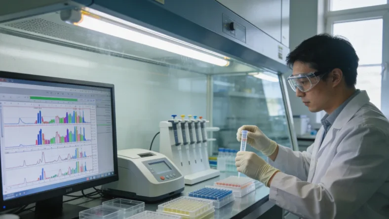 病理医生在显微镜下评估HE染色切片