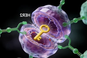 HER2蛋白在癌细胞膜上过表达示意图