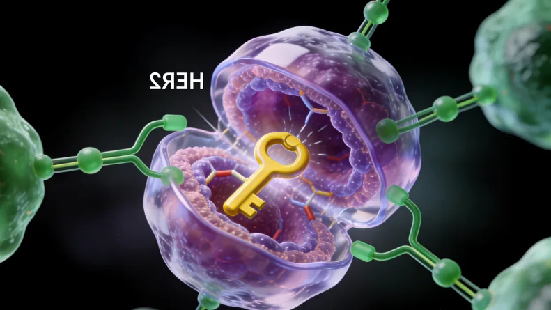 HER2蛋白在癌细胞膜上过表达示意图