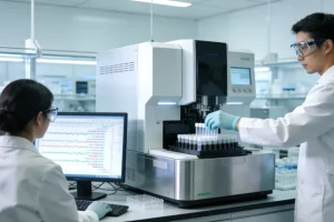 医生与患者共同查看心脏超声报告