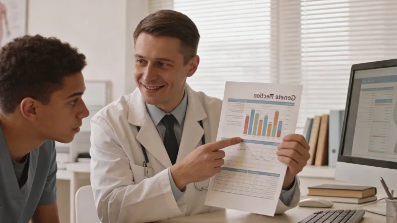 病理医生在显微镜与数字病理屏幕前工作