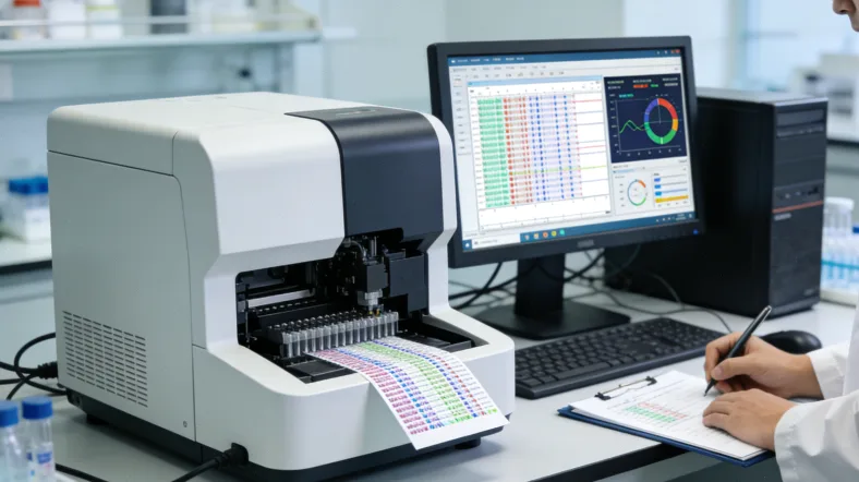 实验室技术人员在超净台处理基因样本